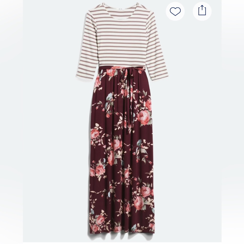 Striped and Floral 2fer Casual Maxi Dress